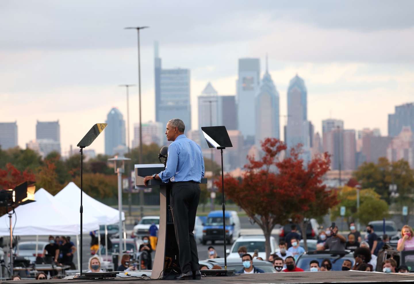 Former President Barack Obama Campaigns For Candidate Joe Biden In Philadelphia