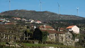 A general view of wind turbines on the sub park Mendoiro-