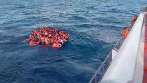 epa13162712 A handout photo made from video released by Indonesia’s Rescue Agency (Basarnas) shows survivors from a burning ferry floating on the water off Lombok Island, West Nusa Tenggara Province, Indonesia, 12 August 2026. According to Basarnas, a passanger ferry KMP Putri Yasmin bound for Lembar, Lombok Island from Padangbai, Bali Island caught fire in the water off Lombok Island early morning 12 August 2026.  EPA/BASARNAS / HANDOUT BEST QUALITY AVAILABLEHANDOUT EDITORIAL USE ONLY/NO SALES
