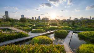 Cidade verde com energias limpas