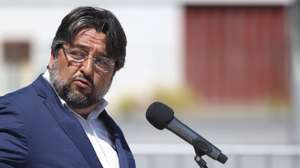 O presidente da Câmara Municipal de Loures, Ricardo Leão, intervém na apresentação do projeto e lançamento do concurso de empreitada para o novo parque verde de Loures, 28 de julho de 2023. ANDRÉ KOSTERS/LUSA