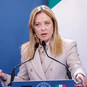 epa12675253 Italian Prime Minister Giorgia Meloni attends a press conference with German Chancellor Friedrich Merz (not pictured) on the sidelines of an intergovernmental summit between Italy and Germany at Villa Doria Pamphilj in Rome, Italy, 23 January 2026.  EPA/GIUSEPPE LAMI