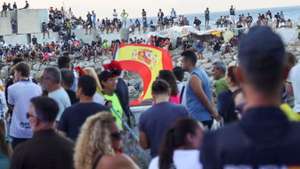 epa13197641 People take part in a rally protesting the migration crisis in Ceuta, Spain, 28 August 2026. The Ceuta Unida platform organized the protest.  EPA/REDUAN