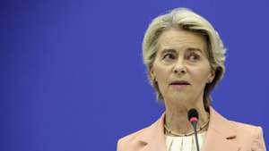 epa11609192 President of the European Commission Ursula von der Leyen presents her new College of Commissioners during a press conference at the European Parliament in Strasbourg, France, 17 September 2024. President of the European Commission Ursula von der Leyen&#039;s proposed new College of Commissioners during her second term in office will now need approval from the European Paliament during the confirmation hearing process.  EPA/Teresa Suarez