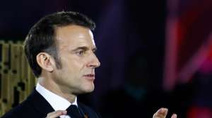 epa11886861 French President Emmanuel Macron delivers a speech during the Artificial Intelligence (AI) Action Summit at the Grand Palais in Paris, France, 10 February 2025. The summit takes place from 10 to 11 February.  EPA/MOHAMMED BADRA