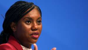 epa11633955 Conservative Party Leadership candidate Kemi Badenoch speaks at a 'Meet the Candidates' event during the Conservative Party Conference in Birmingham, Britain, 30 September 2024. The Conservative party Conference runs from 29 September to 02 October 2024.  EPA/NEIL HALL