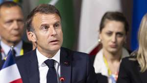 epa11413425 President Emmanuel Macron of France speaks during the opening plenary session of the Summit on Peace in Ukraine, in Stansstad near Lucerne, Switzerland, 15 June 2024. International heads of state gather on 15 and 16 June at the Buergenstock Resort in central Switzerland for the two-day Summit on Peace in Ukraine.  EPA/URS FLUEELER / POOL                       EDITORIAL USE ONLY  EDITORIAL USE ONLY