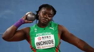 epa11978592 Jessica Inchude of Portugal competes in the Women's Shot Put final at the World Athletics Indoor Championships in Nanjing, China, 21 March 2025.  EPA/JESSICA LEE