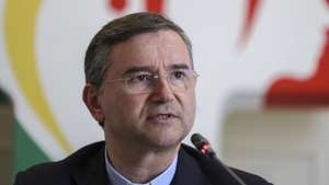 O presidente da Fundação JMJ Lisboa 2023 e coordenador-geral, cardeal Américo Aguiar, bispo de Setúbal na apresentação de contas, pela Fundação Jornada Mundial da Juventude (JMJ) Lisboa 2023 do encontro internacional de jovens com o Papa, realizado em Lisboa, de 1 a 6 de agosto de 2023. Lisboa, 31 de maio de 2024 MIGUEL A. LOPES/LUSA