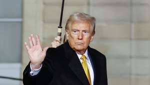 epa11762985 US president-elect Donald J. Trump leaves the Elysee Palace to attend a ceremony for the reopening of the Notre Dame de Paris Cathedral, in Paris, France, 07 December 2024. The Notre-Dame de Paris Cathedral reopens on 07 December after nearly six years of renovation work following its destruction by a fire on 15 April 2019.  EPA/Mohammed Badra