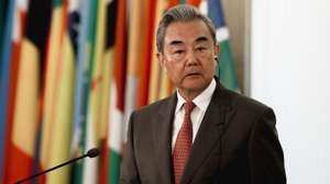epa13315758 China's Minister of Foreign Affairs Wang Yi speaks during a joint press conference with Bulgarian Minister of Foreign Affairs Velislava Petrova (unseen) after their official meeting at the Ministry of Foreign Affairs in Sofia, Bulgaria, 19 October 2026. Wang Yi is on a working visit to Bulgaria.  EPA/Borislav Troshev