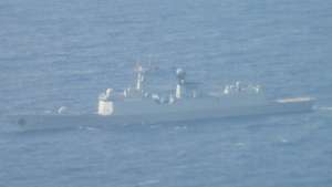 epa12920850 A handout photo made available by the Taiwan Ministry of National Defense shows Chinese People's Liberation Army Navy Type 054A Jiangkai II class Guided Missile Frigate sailing near Penghu County, Taiwan, 28 April 2026 (issued 29 April 2026). Taiwan’s military raised its alert level after two Chinese warships were spotted operating near Penghu County in the Taiwan Strait on 28 April.  EPA/TAIWAN MINISTRY OF DEFENSE / HANDOUT MANDATORY CREDITHANDOUT EDITORIAL USE ONLY/NO SALES