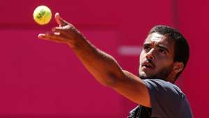 Francisco Cabral da dupla de tenistas portugueses Nuno Borges e Francisco Cabral em ação durante a final de pares do Estoril Open 2022, contra a dupla composta por Maximo Gonzalez e Andre Goransson, Estoril, 01 de maio de 2022. TIAGO PETINGA/LUSA