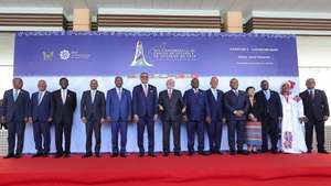 epa10823313 Family photo of the XIV CPLP Conference in Sao Tome and Principe, 27 August 2023. The Community of Portuguese Language Countries (CPLP), which includes Angola, Brazil, Cape Verde, Guinea-Bissau, Equatorial Guinea, Mozambique, Portugal, Sao Tome and Principe and Timor-Leste, holds the 14th Conference of Heads of State and Government, in Sao Tome and Principe, under the motto &#039;Youth and Sustainability&#039;.  EPA/ESTELA SILVA