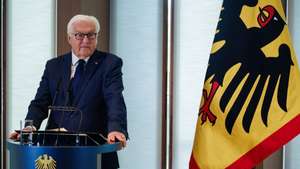 epa13221865 German President Frank-Walter Steinmeier speaks during an award ceremony at the official residence of the German president in Berlin, Germany, 08 September 2026. Steinmeier awarded Hungarian writer and 2025 Nobel Prize in Literature laureate Laszlo Krasznahorkai the Grand Cross with Star of the Order of Merit of the Federal Republic of Germany.  EPA/CLEMENS BILAN