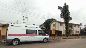 epa08255667 A Nigerian ambulance parked at the Yaba Mainland hospital where the first case of coronavirus Covid-19 is being treated in Lagos, Nigeria 28 February 2020. An Italian citizen who works in Nigeria has tested positive for the coronavirus Covid-19 disease. The Nigeria Federal Ministry of Health said it has already started working to identify all the contacts of the patient since he entered Nigeria.  EPA/ISRAEL OPHORI