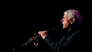 epa06917415 French musician Michel Portal performs on stage during his concert at the 53rd edition of San Sebastian Jazzaldia Jazz Festival at the Victoria Eugenia theater in San Sebastian, northern Spain, 29 July 2018. The jazz festival from 25 July until 29 July 2018.  EPA/Juan Herrero