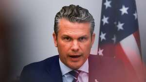 epa12455670 US Secretary of Defense Pete Hegseth speaks during the Ukraine Defence Contact Group meeting after a meeting of NATO defence ministers at the NATO headquarters in Brussels, Belgium, 15 October 2025.  EPA/OLIVIER HOSLET