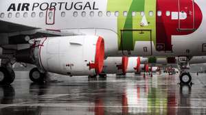 epa08524025 TAP aircraft engines cover with plastic foil remain grounded at Humberto Delgado airport closed for passenger traffic as part of the exceptional traffic measures to combat the epidemiological situation of Covid-19, in Lisbon, Portugal, 09 April 2020 (reissued 02 July 2020). The granting of state support to TAP has been under discussion since the airline's activity came to a standstill because of the coronavirus pandemic, with an agreed injection of up to 1,200 million euros.  EPA/MARIO CRUZ