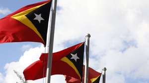 Bandeiras de Timor em Dili, Timor-Leste, 16 de maio de 2022.  ANTÓNIO COTRIM/LUSA