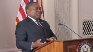 O Presidente de Moçambique, Filipe Nyusi, discursa durante a cerimónia de assinatura do Compacto II, financiamento de 500 milhões de dólares do Governo dos EUA a Moçambique, Washington, Estados Unidos, 21 de setembro de 2023.  PAULO JULIÃO/LUSA