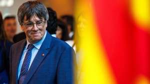 epa10842440 Catalan leader Carles Puigdemont attends an exhibition on 'Catalonia's contributions to the European Social and Political Progress' at the EU Parliament in Brussels, Belgium, 05 September 2023.  EPA/OLIVIER MATTHYS