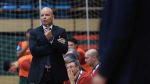 Portugal&#039;s head-coach Jorge Braz reacts during their Elite round FIFA Futsal World Cup 2024 futsal match against Armenia, at Povoa de Varzim Pavillion, Porto, Portugal, 11 October 2023. JOSE COELHO/LUSA