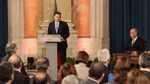 The new Portuguese Prime Minister Luis Montenegro, speak during the swearing in cerimony of the XXIV Constitutional Government held at Ajuda Palace, in Lisbon, Portugal, 02 April March 2024. These legislative elections resulted in the victory of AD - a pre-election coalition formed by PSD, CDS-PP and People's Monarchist Party (PPM) - by around 54,000 votes (0.85%) more than the PS, the narrowest margin in the history of Portuguese democracy. The two coalitions led by the PSD (the AD on the mainland and in the Azores, and Madeira Primeiro with the PSD and CDS-PP in Madeira) - won 28.83% of the votes and 80 members of parliament (78 for the PSD and two from the CDS-PP), according to the official results. The PS was the second-most-voted party with 27.98% and 78 MPs. JOAO RELVAS/LUSA