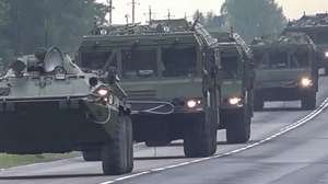 epa11405533 A still image taken from a handout video made available by the Russian Defence Ministry press-service shows Russian Iskander operational-tactical missile systems with non-strategic nuclear missiles attend the second stage of tactical nuclear drills of Russian and Belarus armed forces at an undisclosed location, 12 June 2024. In accordance with the decision of the President of the Russian Federation, the second stage of the exercise of non-strategic nuclear forces has begun. The exercises are aimed at maintaining the readiness of personnel and equipment of units for the combat use of non-strategic nuclear weapons of Russia and Belarus, the Russian Ministry of Defense said.  EPA/RUSSIAN DEFENCE MINISTRY PRESS SERVICE / HANDOUT   HANDOUT EDITORIAL USE ONLY/NO SALES HANDOUT EDITORIAL USE ONLY/NO SALES