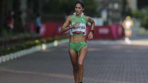 A atleta portuguesa, Sara Moreira em ação na Maratona feminina dos Jogos Olimpicos de Tóquio2020 em Sapporo, Hokaido, Japão, 07 de agosto de 2021. TIAGO PETINGA/LUSA