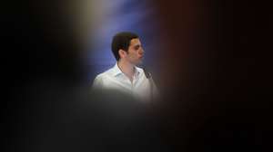 The head of the Democratic Alliance (AD) list for the European elections Sebastiao Bugalho delivering his speech on during the lunch rally in Gondomar, as part of the campaign for the European elections on 06 June 2024. TIAGO PETINGA/LUSA