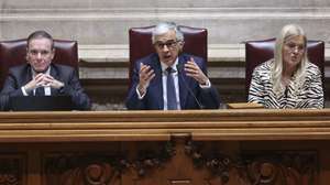 The Portuguese parliament president, Jose Pedro Aguiar Branco (C) adresses the parlament during the presentation of a government motion of confidence at the Portuguese Parliament in Lisbon, Portugal, 11 March 2025. The motion of confidence comes in response to growing questions about his family's business activities. JOSE SENA GOULAO/LUSA