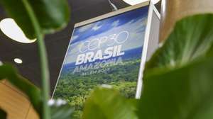 epa12178879 A sign is displayed at the Brazilian exhibition stand during the Climate Change Conference in Bonn, Germany, 16 June 2025. The SB62 Climate Change Conference is the pre-sessional meeting for the COP30 Climate Change Conference to be held in Belem, Brazil in November 2025.  EPA/CHRISTOPHER NEUNDORF
