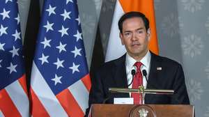 epa12994180 US Secretary of State Marco Rubio attends a joint press conference following the Quad Foreign Ministers' Meeting in New Delhi, India, 26 May 2026. The ministers met to discuss cooperation for a free and open Indo-Pacific and broader international security topics.  EPA/RAJAT GUPTA