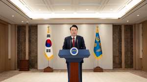 epa11771690 A handout photo made available by the South Korean Presidential Office shows South Korean President Yoon Suk Yeol giving a public statement at the presidential office in Seoul, South Korea, 12 December 2024, denouncing the main opposition Democratic Party for paralyzing state affairs with its abuse of impeachments.  EPA/ROK PRESIDENTIAL OFFICE / HANDOUT SOUTH KOREA OUTHANDOUT EDITORIAL USE ONLY/NO SALES