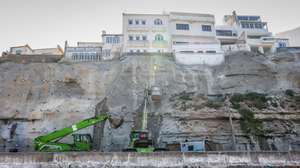 Obras de reabilitação e estabilização da arriba da Praia do Algodio, que contaram com a presença da ministra do Ambiente e Energia, Maria da Graça Carvalho, Ericeira, Mafra, 07 de agosto de 2026. ANTÓNIO PEDRO SANTOS/LUSA