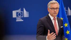epa13270299 European Commissioner for Internal Affairs and Migration Magnus Brunner speaks during a press conference as he outlines the EU's five-point migration plan following recent events at the border in Ceuta, at the European Commission in Brussels, Belgium, 29 September 2026. The plan focuses on cooperation with partner countries along migration routes, faster returns for people without the right to remain, stronger external borders and Frontex support, early-warning systems to counter misinformation and false expectations online, and intensified action against migrant-smuggling networks through international cooperation and sanctions.  EPA/OLIVIER MATTHYS