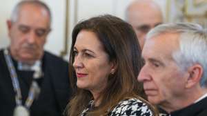 A ministra da Justiça, Rita Alarcão Júdice,  durante a cerimónia da posse do novo presidente do Supremo Tribunal Administrativo, Jorge de Aragão Seia (ausente da foto), no Salão Nobre do Supremo Tribunal Administrativo, em Lisboa, 17 de outubro de 2024. TIAGO PETINGA/LUSA