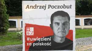 epa10091494 Solidarity action with persecuted leaders of the Union of Poles in Belarus Andzelika Borys and Andrzej Poczobut at the square next to the monument to Father Jerzy Popieluszko in Bialystok, Poland, 25 July 2022. Andrzej Poczobut has been in custody for 14 months as a suspected 'rehabilitation of Nazism.' Andzelika Borys left Belarusian custody after a year of imprisonment and is at home under the control of the secret service. The Polish activists face between five and 12 years in prison.  EPA/Artur Reszko POLAND OUT