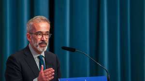 O ministro dos Negócios Estrangeiros, Paulo Rangel, usa da palavra no lançamento do “Prémio Internacionalização da Cultura Portuguesa” no Palácio Nacional da Ajuda em Lisboa, 12 de junho de 2026. TIAGO PETINGA/LUSA