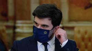 O ministro da Educação, Tiago Brandão Rodrigues, durante a sua audição na Comissão de Educação, Ciência, Juventude e Desporto na Assembleia da República, em Lisboa, 17 de fevereiro de 2021. ANTÓNIO COTRIM/LUSA