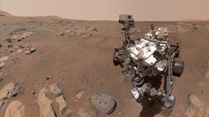 epa09486865 A handout picture made available by the National Aeronautics and Space Administration (NASA) shows NASA's Perseverance Mars rover taking a selfie over a rock nicknamed 'Rochette' (C, bottom) on 10 September 2021, the 198th Martian day, or sol of the mission (issued 25 September 2021). Two holes can be seen where the rover used its robotic arm to drill rock core samples. This image is made up of 57 individual images that are sent back down to Earth and stitched into the resulting selfies.  EPA/NASA/JPL-Caltech/MSSS HANDOUT  HANDOUT EDITORIAL USE ONLY/NO SALES
