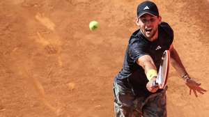 Dominic Thiem from Austria in action against Sebastian Ofner from Austria in the Round of 32 at the Estoril Open tennis tournament in Estoril, Portugal, 04 April 2023. MIGUEL A. LOPES/LUSA