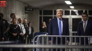epa11303909 Former US President Donald Trump speaks to reporters alongside his attorney Todd Blanche (R) at the end of week two of his hush money trial at Manhattan criminal court in New York, USA, 26 April 2024. Trump faces 34 felony counts of falsifying business records as part of an alleged scheme to silence claims of extramarital sexual encounters during his 2016 presidential campaign.  EPA/Dave Sanders / POOL
