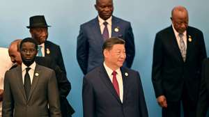 epa11585749 China’s President Xi Jinping (C) and African leaders prepare for a group photo during the Forum on China-Africa Cooperation (FOCAC) summit at the Great Hall of the People in Beijing, China, 05 September 2024.  EPA/ADEK BERRY / POOL