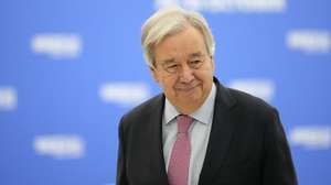 epa11679336 United Nations Secretary-General Antonio Guterres arrives at the BRICS Summit in Kazan, Russia, 24 October 2024. The BRICS summit takes place from 22 to 24 October.  EPA/ALEXANDER ZEMLIANICHENKO / POOL