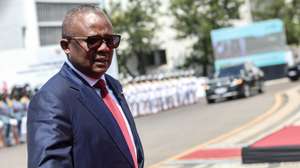 Guinea-Bissau President Umaro Sissoco Embalo attends the inauguration ceremony of Mozambique's fifth president, Daniel Chapo (not seen), at Independence Square in Maputo, Mozambique, 15 January 2025. On 23 December, Chapo, 48, was declared the winner of the presidential election by the Constitutional Council (CC) with 65.17% of the vote in the general elections held on 9 October, which included legislative and provincial assembly elections also won by Frelimo. LUISA NHANTUMBA/LUSA