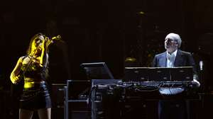 epa10651187 German Oscar, Grammy and Golden-Globe winning composer Hans Zimmer performs with his orchestra during the ‘Hans Zimmer Live – Europe Tour 2023’ at the Olympia Hall in Munich, Germany, 24 May 2023.  EPA/ANNA SZILAGYI