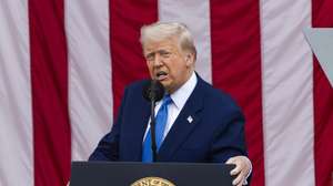 epa12137259 US President Donald J. Trump speaks at the National Memorial Day Observance at Arlington National Cemetery in Arlington, Virginia, USA, 26 May 2025. In a social media post on 25 May, President Trump said Russian President Vladimir Putin ‘has gone absolutely crazy’ after Russia launched a massive drone attack against Ukraine.  EPA/JIM LO SCALZO