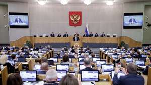 epa11907129 A handout photo made available by the Russian State Duma Press Service shows Russian Foreign Minister Sergey Lavrov delivering his report 'On the priorities of the foreign policy of the Russian Federation' during a plenary session of the State Duma, the Lower House of the Russian Parliament, in Moscow, Russia, 19 February 2025. Lavrov attended a State Duma session after returning from Saudi Arabia where he held negotiations with the US. "Russia and the United States have begun to retreat from the brink of the abyss in bilateral relations, but these are only the first steps", said Lavrov.  EPA/RUSSIAN STATE DUMA PRESS SERVICE  HANDOUT EDITORIAL USE ONLY/NO SALES